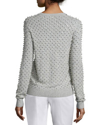 Michael Kors Michl Kors Rhinestone Embellished Cashmere Sweater Pearlgray