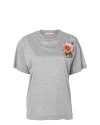 Grey Embellished Crew-neck T-shirt