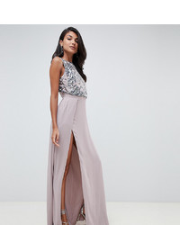 Asos Tall Asos Design Tall Crop Top Embellished Maxi Dress
