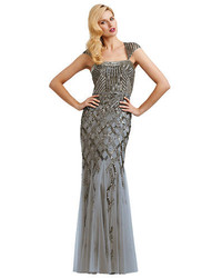 Adrianna Papell Beaded Cap Sleeve Gown