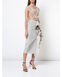 Marchesa Embellished Chest Panel Asymmetric Gown