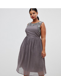 Lovedrobe Luxe Plus Lovedrobe Luxe Embellished Skater Dress With Silver