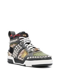 Moschino Stud Embellished Patchwork Sneakers