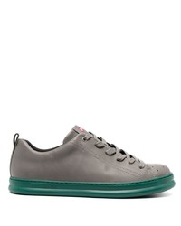 Grey Embellished Leather Athletic Shoes