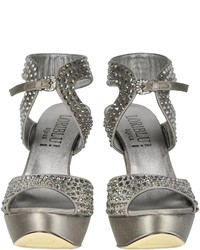 Loriblu Jeweled Dark Gray Satin Sandal