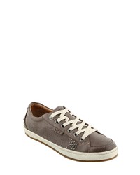 Grey Embellished Leather Low Top Sneakers