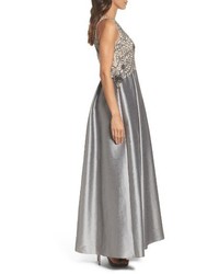 Adrianna Papell Embellished Mesh Faille Ballgown