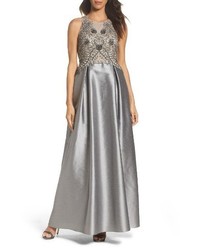 Adrianna Papell Embellished Mesh Faille Ballgown