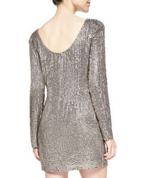 Haute Hippie Long Sleeve Short Dress With Crystals