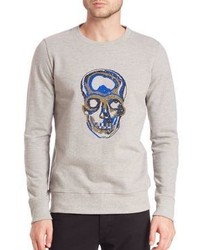 Markus Lupfer Merino Wool Beaded Skull Embellished Sweatshirt