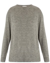Grey Embellished Sequin Sweater