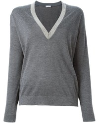 Grey Embellished Silk Sweater