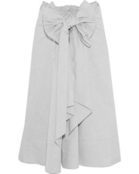 Tome Bow Embellished Cotton Midi Skirt Gray
