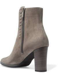Jimmy Choo Harlow 80 Embellished Suede Ankle Boots Gray