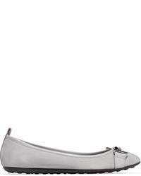 Tod's Embellished Suede Ballet Flats Gray