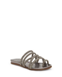 Grey Embellished Suede Flat Sandals