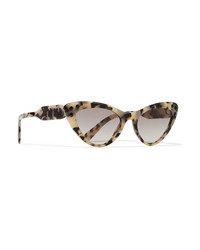 Miu Miu Cat Eye Crystal Embellished Tortoiseshell Acetate Sunglasses