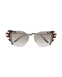 Prada Embellished Cat Eye Acetate And Silver Tone Sunglasses