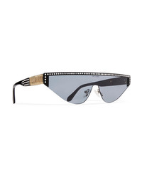 Poppy Lissiman Shield D Frame Crystal Embellished Acetate Sunglasses