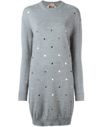 Grey Embellished Sweater Dress