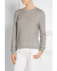 Michael Kors Michl Kors Collection Crystal Embellished Cashmere Sweater Gray
