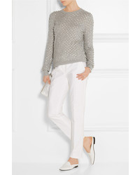 Michael Kors Michl Kors Collection Crystal Embellished Cashmere Sweater Gray