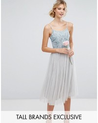 Maya Tall Embellished Top Midi Dress With Full Tulle Prom Skirt