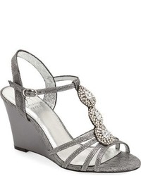 Grey Embellished Wedge Sandals