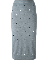 Grey Embellished Wool Skirt