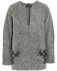 Grey Embellished Wool Sweater