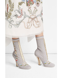 Fendi Embroidered Boot Heels