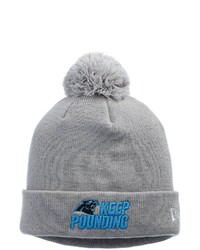 New Era Gray Carolina Panthers Keep Pounding Cuffed Knit Hat With Pom At Nordstrom