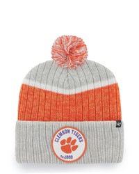 '47 Gray Clemson Tigers Holcomb Cuffed Knit Hat With Pom At Nordstrom