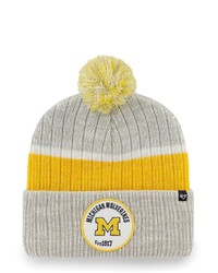'47 Gray Michigan Wolverines Holcomb Cuffed Knit Hat With Pom At Nordstrom