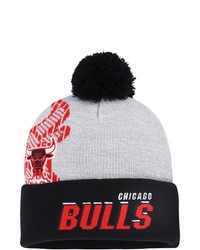 Mitchell & Ness Grayblack Chicago Bulls Hardwood Classics Draft Cuffed Knit Hat With Pom At Nordstrom