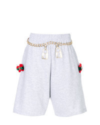 Grey Embroidered Bermuda Shorts