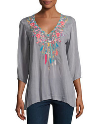 Johnny Was Butterfly Dreams Embroidered Blouse