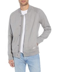 Grey Embroidered Bomber Jacket