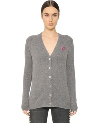 McQ by Alexander McQueen Swallow Embroidered Wool Blend Cardigan