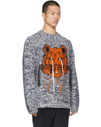 Kenzo Black White Intarsia Tiger Sweater
