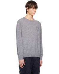 Burberry Gray Embroidered Oak Leaf Crest Sweater