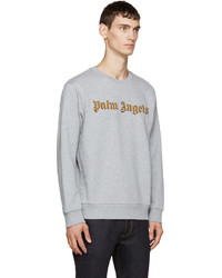 Palm Angels Grey Embroidered Logo Bullion Sweatshirt