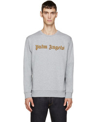 Palm Angels Grey Embroidered Logo Bullion Sweatshirt