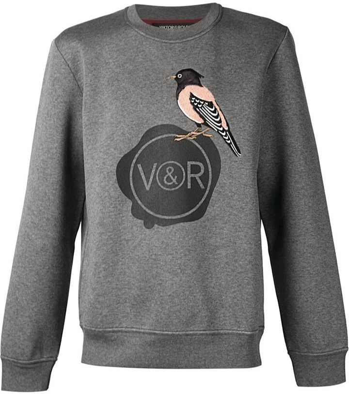 Viktor Rolf Embroidered Bird Logo Print Sweatshirt 680 Farfetch Com Lookastic