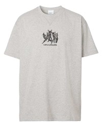 Burberry Deer Embroidered Cotton T Shirt