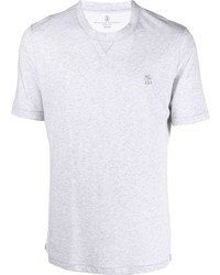 Brunello Cucinelli Embroidered Logo Short Sleeve T Shirt