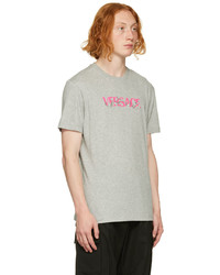 Versace Gray Embroidered T Shirt