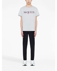 Alexander McQueen Logo Embroidered Cotton T Shirt