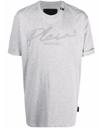 Philipp Plein Logo Embroidered Cotton T Shirt
