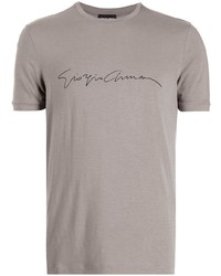 Giorgio Armani Logo Embroidered Tonal T Shirt